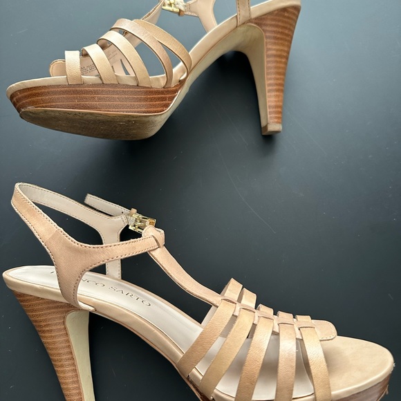 Franco Sarta Martin Tan Leather Strappy Sandals Size 7 1/2 - Picture 3 of 4